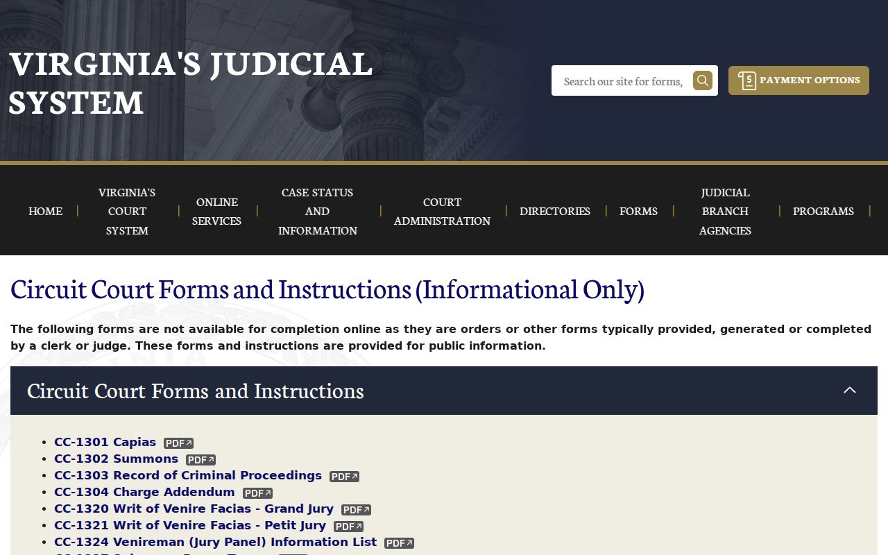 Rappahannock County bench warrant process with Circuit Court capias forms