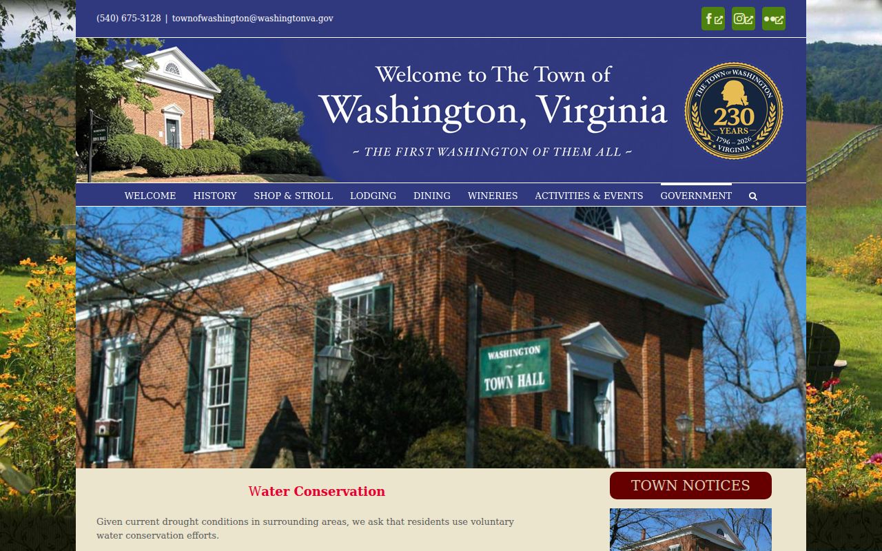 Washington warrant records and town government directory context