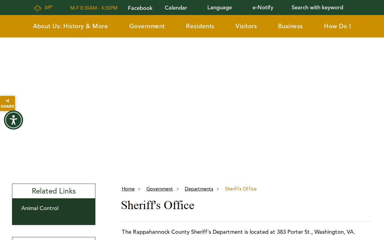 Rappahannock County warrant records Sheriff contact page
